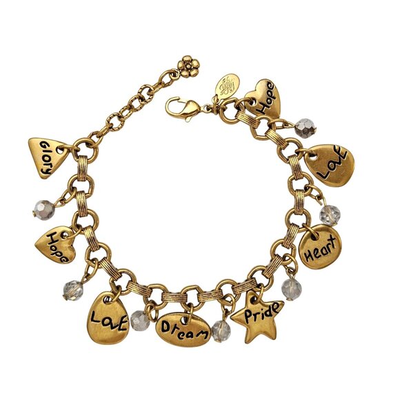 Kirks Folly Love Dream Hope Charm Bracelet Signed C669 - Picture 2 of 4